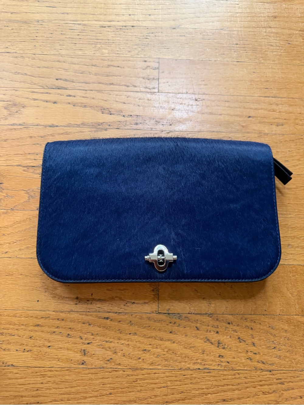 Women's Navy Blue Fur Clutch Bag